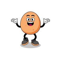 egg cartoon searching with happy gesture vector