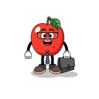 mascota de manzana como hombre de negocios vector