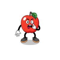 Character Illustration of apple with tongue sticking out vector