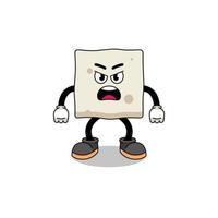 tofu cartoon illustration with angry expression vector