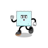 running sugar cube mascot illustration vector