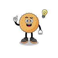 biscuit round cartoon with get an idea pose vector