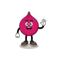 onion red cartoon doing wave hand gesture vector