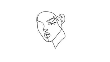 Surreal Faces continuous lines, drawing of a set of faces and hairstyles, fashion concept, feminine minimalist beauty, beautiful sexy vector illustration. Contemporary portraits. video