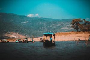 The beautiful boat on the river photo