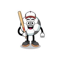 caricatura de mascota de pelota de fútbol como jugador de béisbol vector