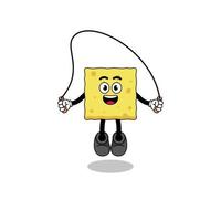 sponge mascot cartoon is playing skipping rope vector