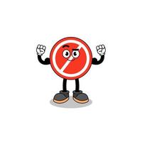 Mascot cartoon of stop sign posing with muscle vector