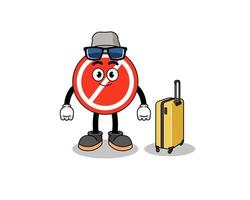 stop sign mascot doing vacation vector