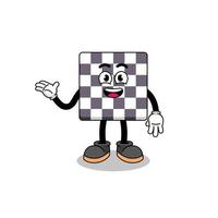 dibujos animados de tablero de ajedrez con pose de bienvenida vector