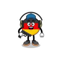 Character mascot of germany flag doing shooting range vector