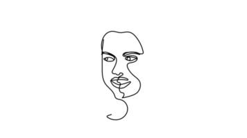 Abstract Woman face one line drawing. Portret minimalistic style. Continuous line. video