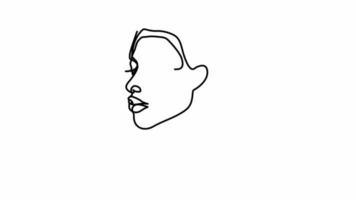 Beautiful woman, attractive young woman face, one line continuous female beauty concept image. video