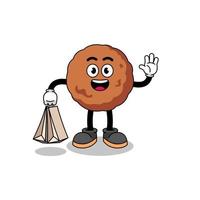 Cartoon of meatball shopping vector