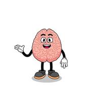 brain cartoon with welcome pose vector