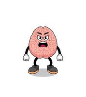 brain cartoon illustration with angry expression vector