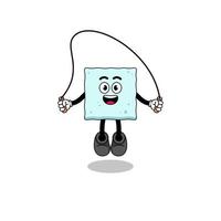 sugar cube mascot cartoon is playing skipping rope vector