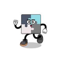 running jigsaw puzzle mascot illustration vector