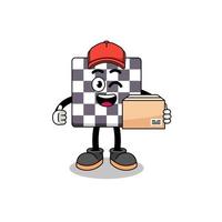 dibujos animados de la mascota del tablero de ajedrez como mensajero