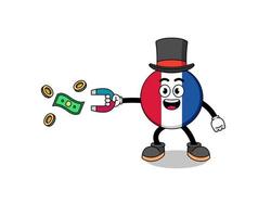 Character Illustration of france flag catching money with a magnet vector