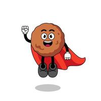 meatball cartoon with flying superhero vector