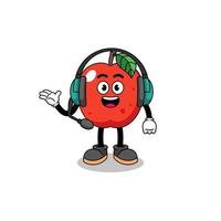 Mascot Illustration of apple as a customer services vector