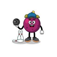 Mascot of mangosteen as a bowling player vector