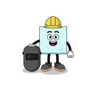 Mascot of sugar cube as a welder vector