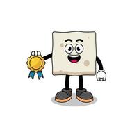 ilustración de dibujos animados de tofu con medalla de satisfacción garantizada vector