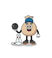 Mascot of money sack as a bowling player vector