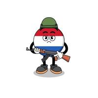 caricatura, de, bandera holandesa, soldado vector