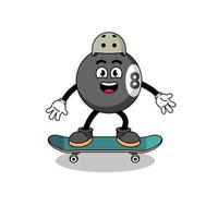 billiard ball mascot playing a skateboard vector