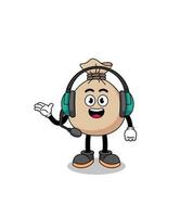 Mascot Illustration of money sack as a customer services vector