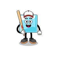 ice block mascot cartoon as a baseball player vector