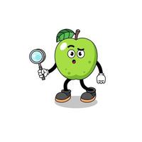 mascota de búsqueda de manzana verde vector