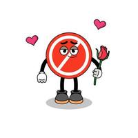 stop sign mascot falling in love vector