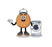 almond illustration as a laundry man vector