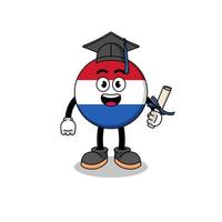 netherlands flag mascot with graduation pose vector