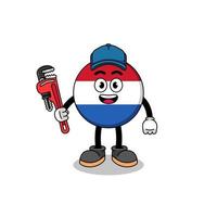 netherlands flag illustration cartoon as a plumber vector