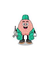 Illustration of brain mascot as a surgeon vector