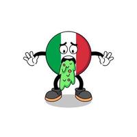 italy flag mascot cartoon vomiting vector