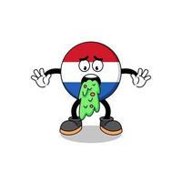 netherlands flag mascot cartoon vomiting vector