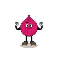 Mascot cartoon of onion red posing with muscle vector