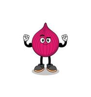 Mascot cartoon of onion red posing with muscle vector