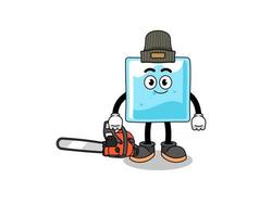 ice block illustration cartoon as a lumberjack vector