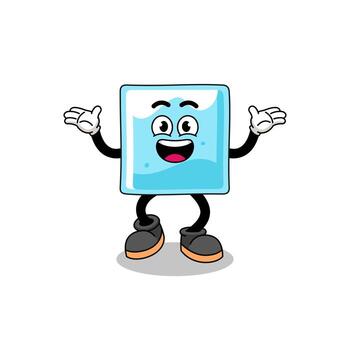 ice block cartoon searching with happy gesture vector