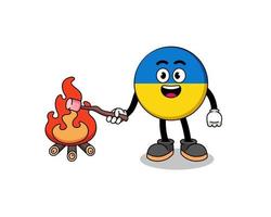 ilustración de la bandera de ucrania quemando un malvavisco vector