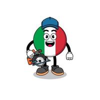 ilustración de dibujos animados de la bandera de italia como carpintero vector