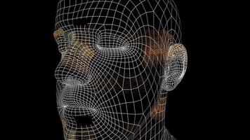 cabeza animada 3d de reconocimiento facial futurista - bucle video