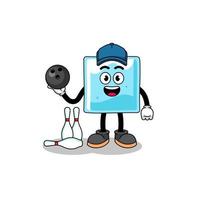 Mascot of ice block as a bowling player vector